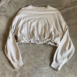 Dynamite light grey cinched waist cropped sweatshirt size small